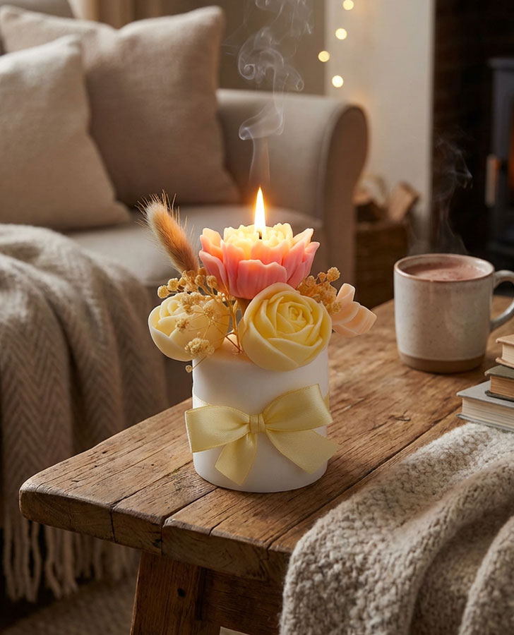 Bougie parfumée en forme de bouquet de fleur